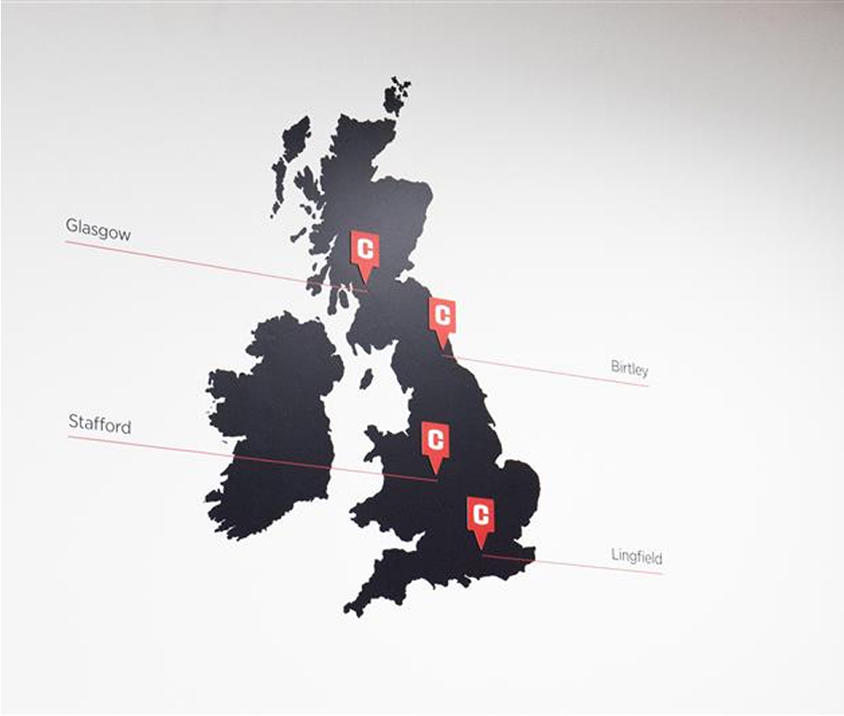 Map of UK showing Central Car Auction Locations