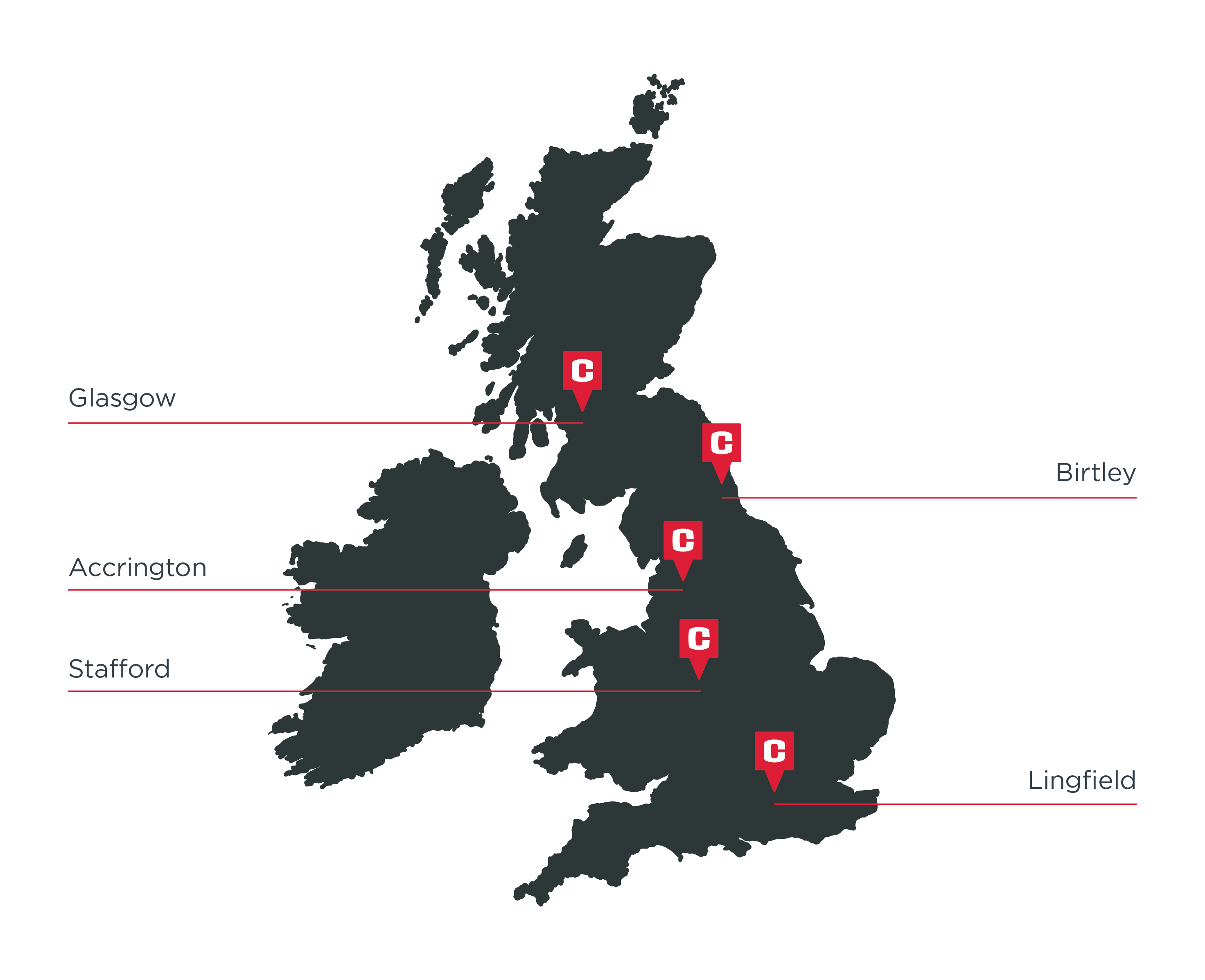 Map of UK showing Central Car Auction Locations
